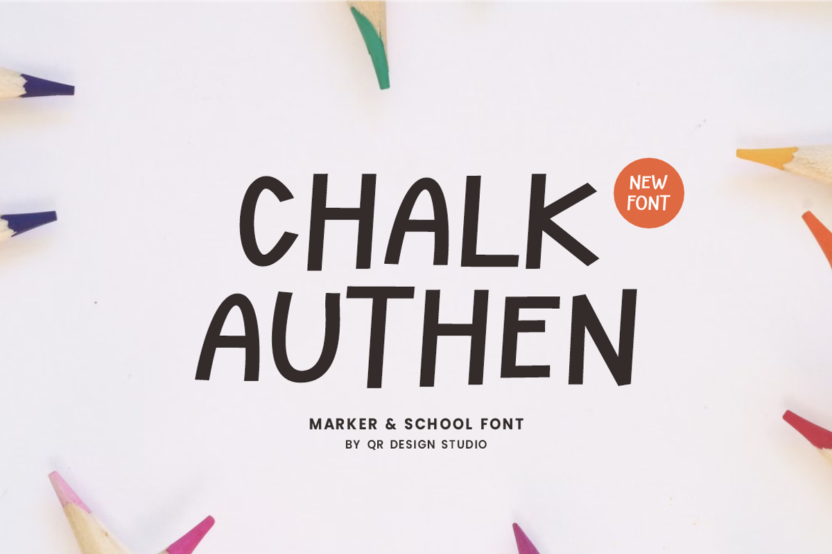 Chalk Authen - Marker & School Font, a Handwritten Font by QR Design Studio (Photo 1 of 6)