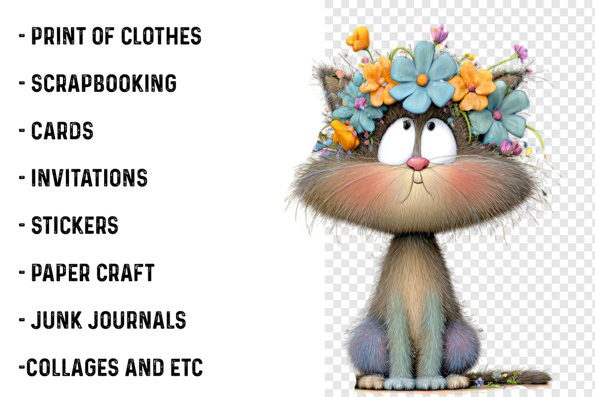 Flower Cats Clipart, an Illustration by SinaCreation (Photo 3 of 7)