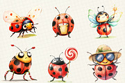 Quirky Funny Ladybug Clipart, an Illustration by OK Design (Thumbnail 3 of 5)