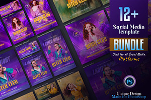 Club Party Social Media Post Bundle, a Social Media Template by Creative_View