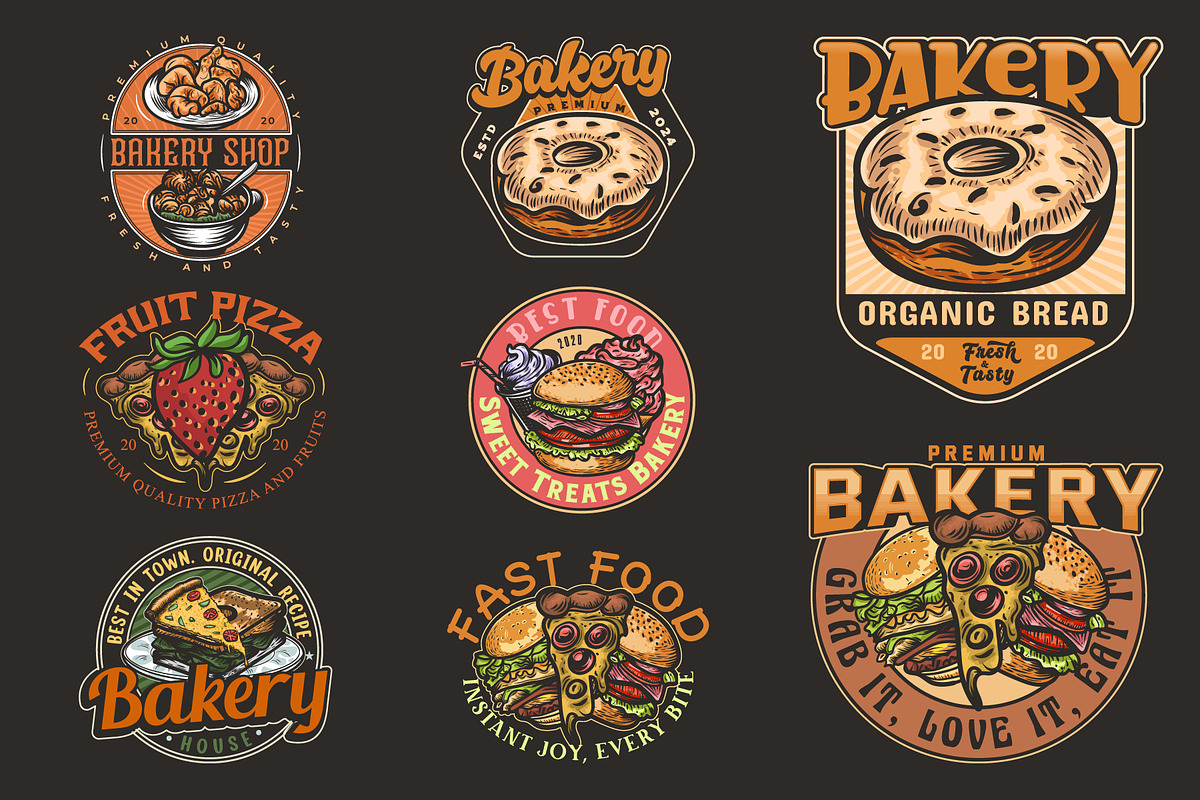 Bakery House, fast food labels, a Branding & Logo Template by Billah Hub