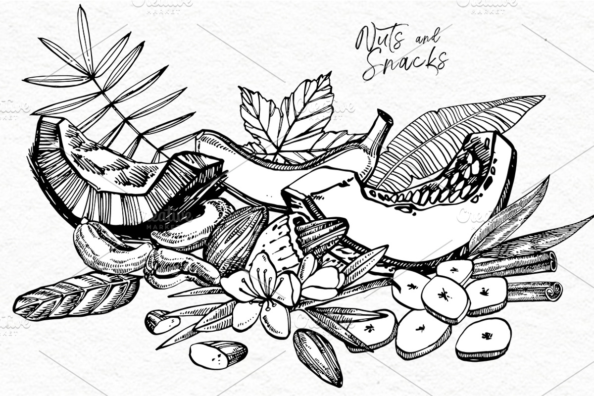 Nuts and snacks, a Food Illustration by Ann Astro (Photo 3 of 24)