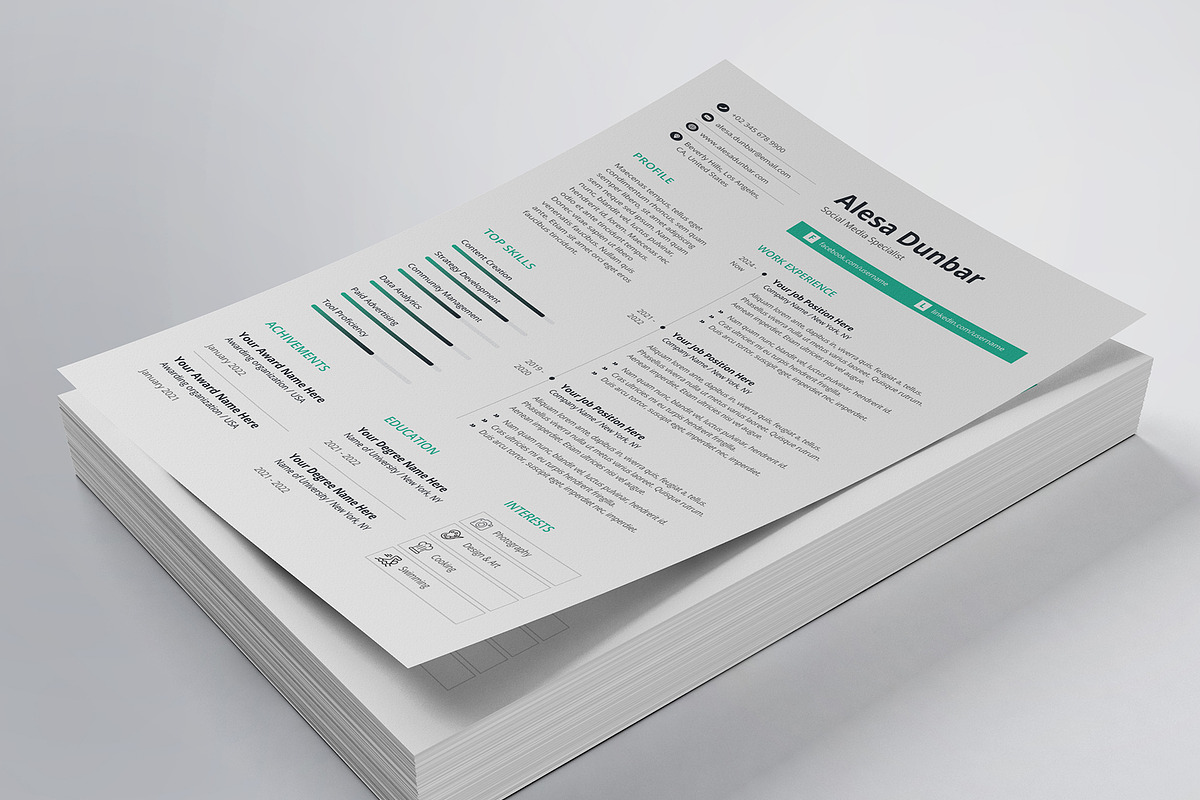 Professional Resume/CV Template, a Resume Template by HueNestify (Photo 1 of 4)