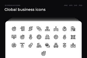 Global business icons, an Outline Icon by Wencory
