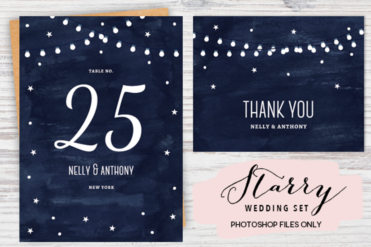 Printable Celestial Wedding Set PSD, an Invitation Template by Pixejoo (Photo 3 of 5)