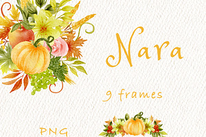 Autumn Pumpkin Floral Clipart