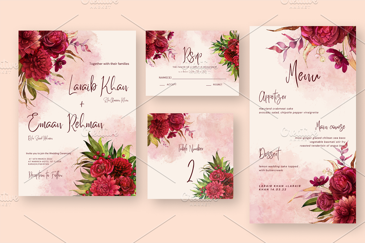 Red Flower Wedding Invitation, an Invitation Template by ...