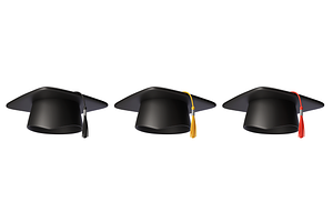 3D Black Graduation cap icons, an Object 3D Model by Hannet