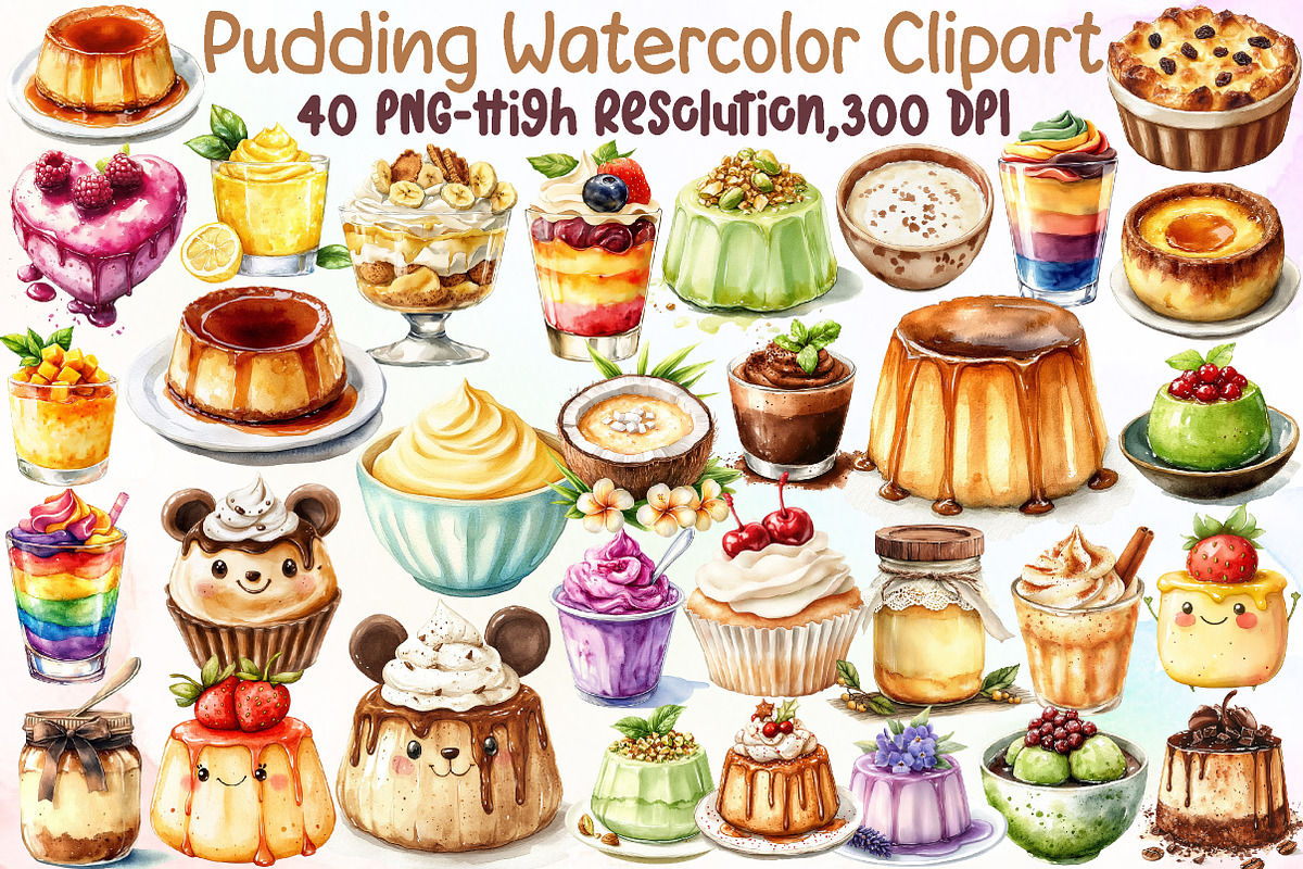 Pudding Watercolor Clipart, an Illustration by Sublimation Artist (Photo 1 of 6)