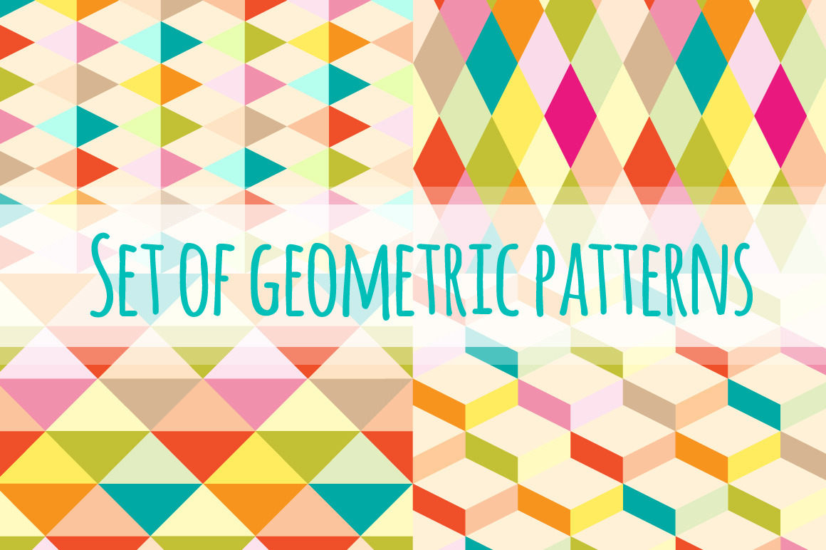 Set of colored geometric patterns, a Pattern Graphic by nenochka