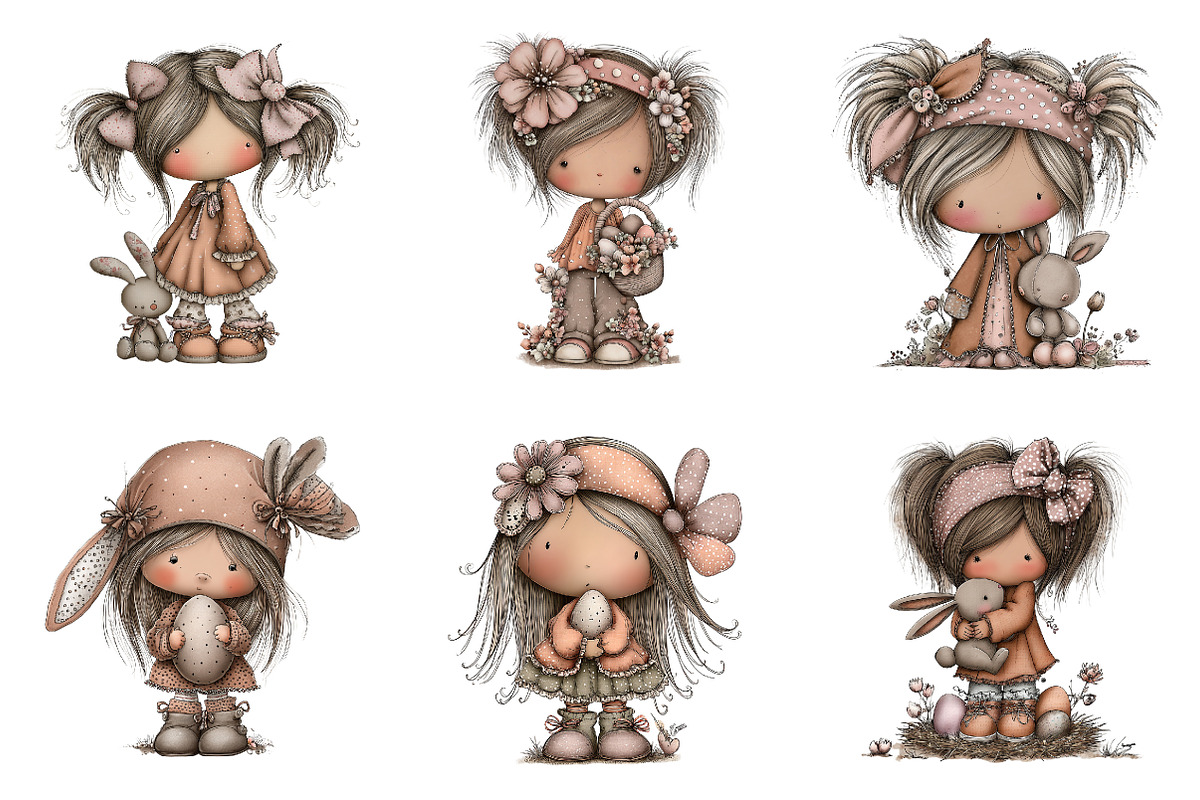 Whimsical easter girl clipart, an Illustration by SinaCreation (Photo 2 of 9)