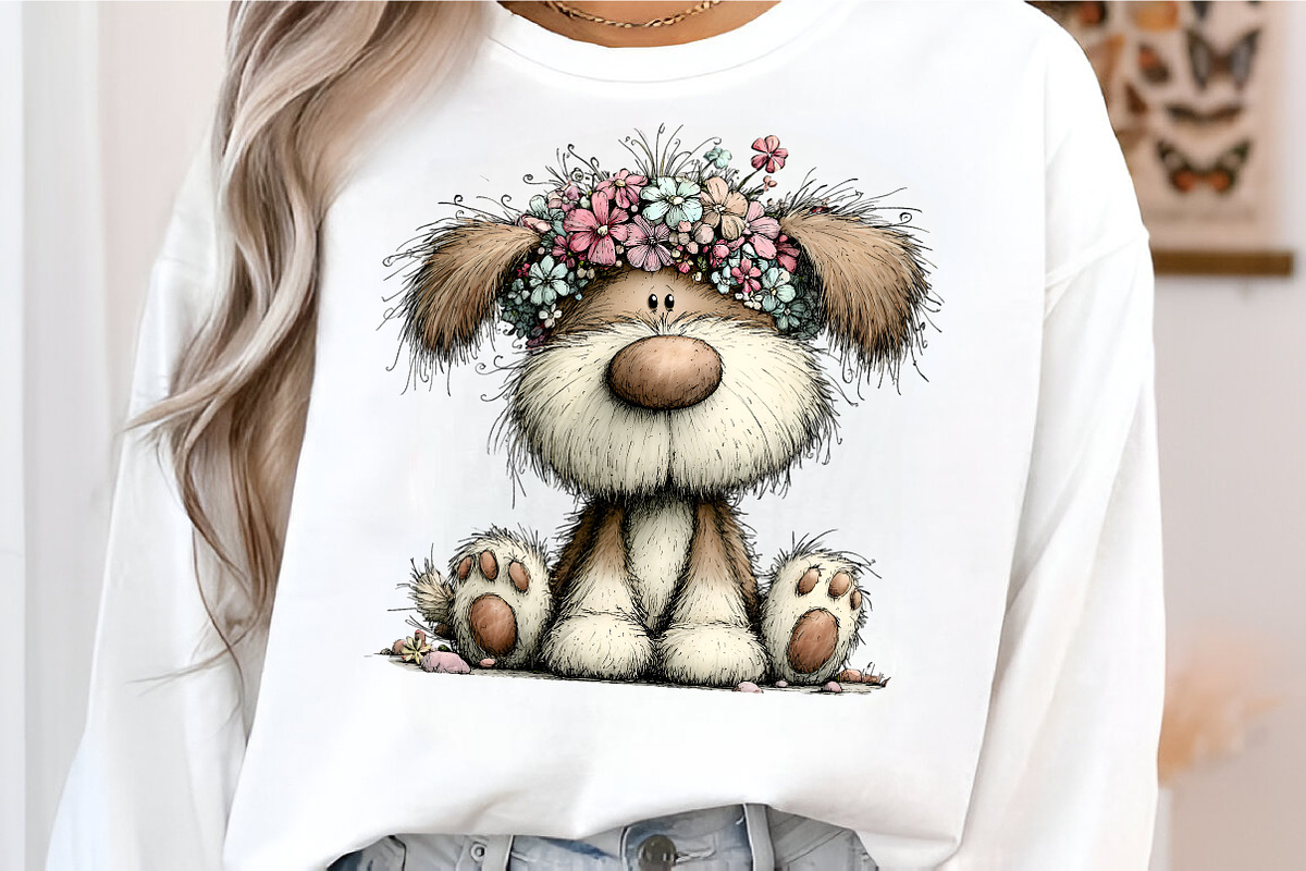 Whimsical Floral Dog Clipart Bundle, an Illustration by GatewayDesign (Photo 5 of 5)