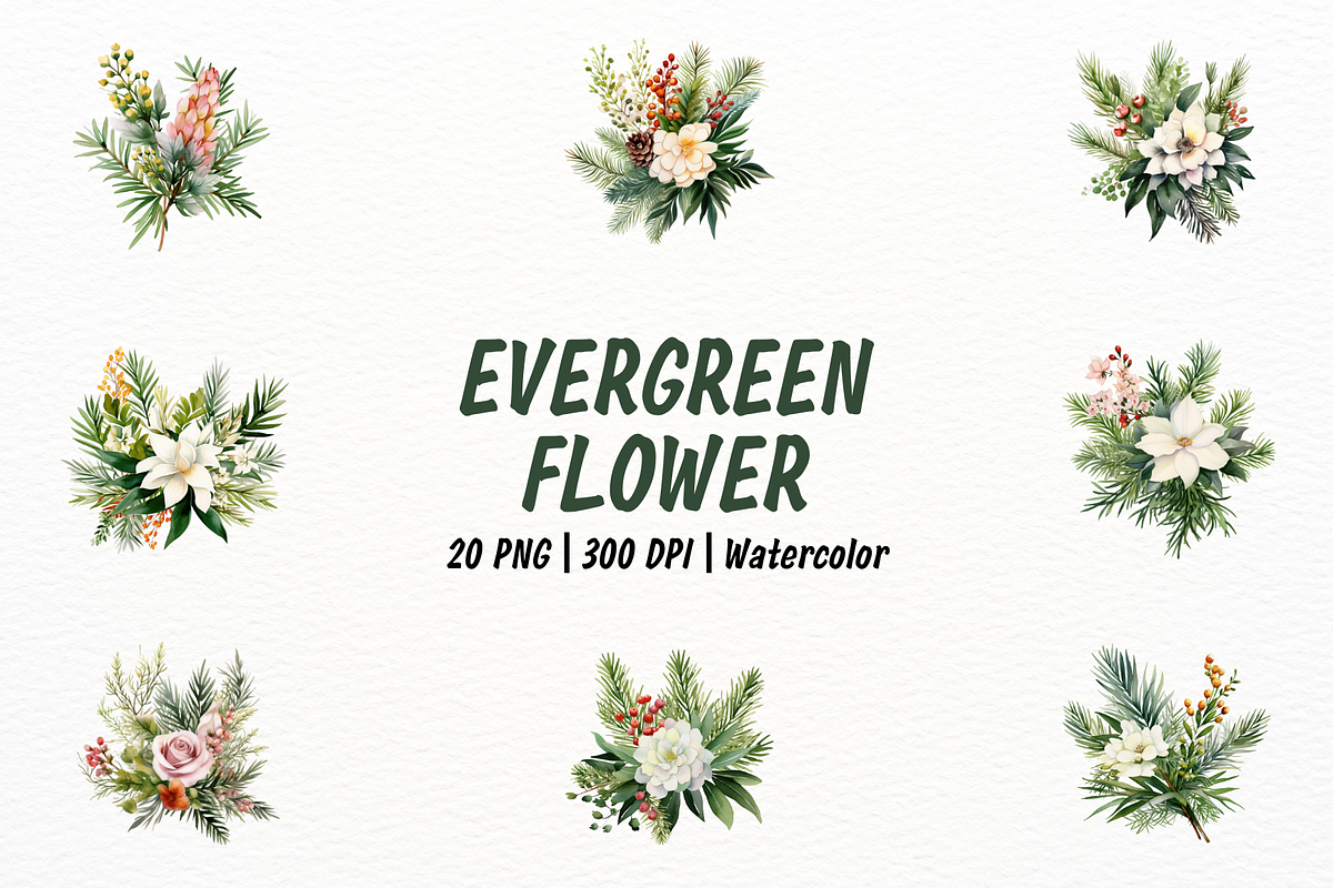 Realistic Evergreen Flowers Clipart, a Decorative Illustration by New-School-Wave (Photo 1 of 5)