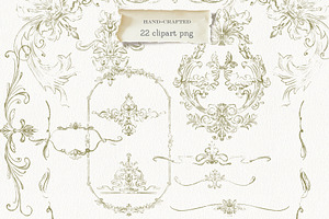 Vintage Green French Ornamental Set, an Object Illustration by AlenaVlasko stock Market
