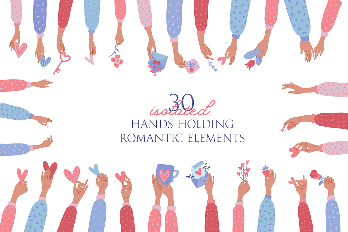 Valentine's hands - clipart bundle, a Person Illustration by Lana Sham (Photo 2 of 10)