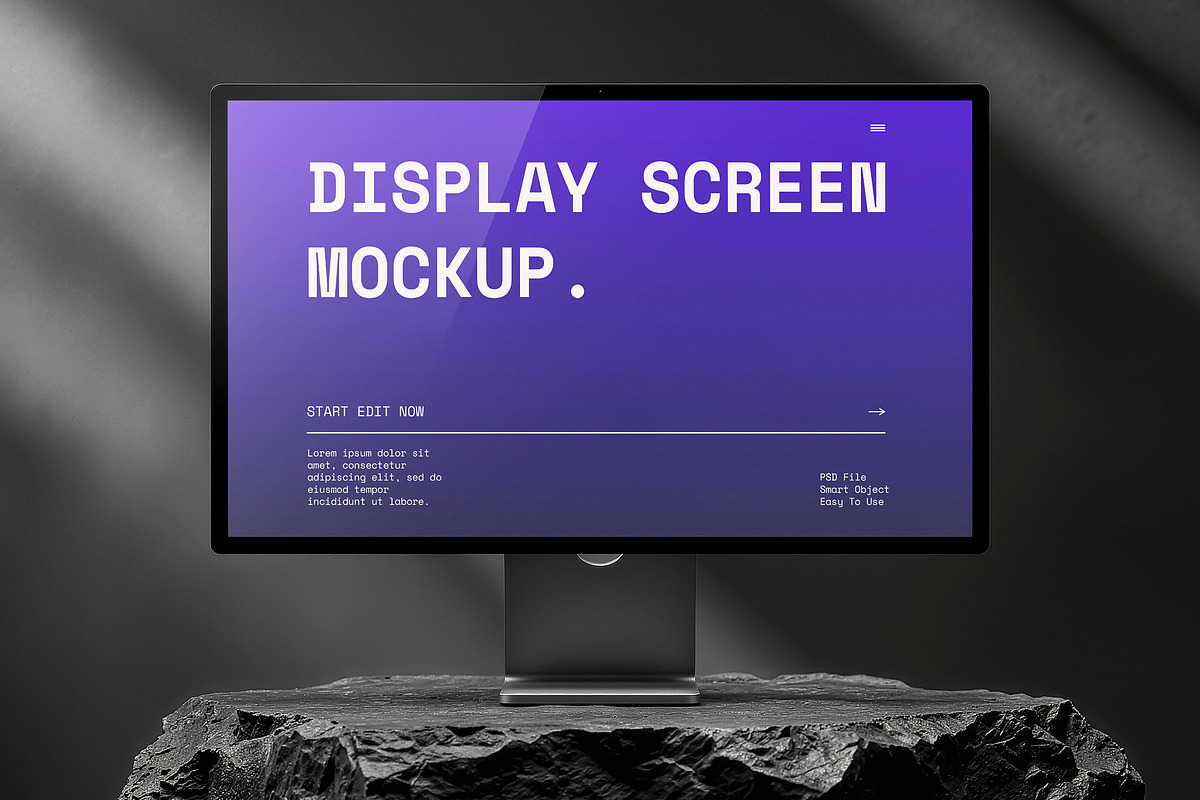 5 Mockups Desktop Display Black Rock, a Mac Mockup by smishura (Photo 3 of 9)