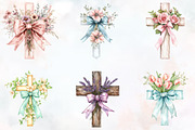Spring Floral Cross Coquette Bow Cli, an Illustration by RobertsArt (Thumbnail 4 of 7)