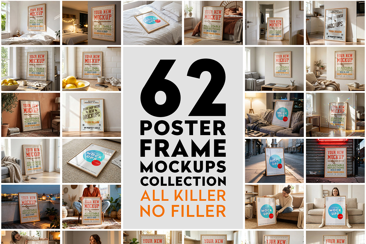 62 Poster Frame Mockup Bundle, a Mockup by DesignRocket (Photo 1 of 14)