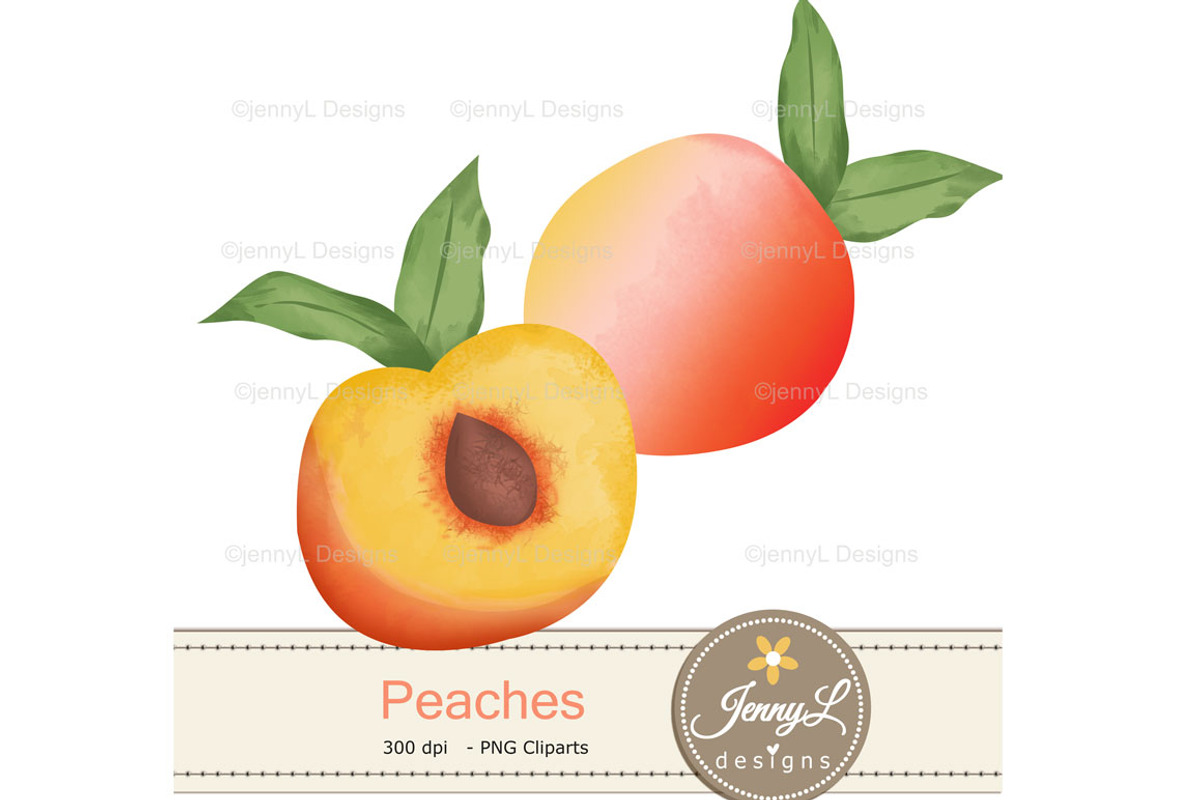 Peaches Digital Papers and Clipart, a Pattern Graphic by JennyL Designs (Photo 3 of 7)