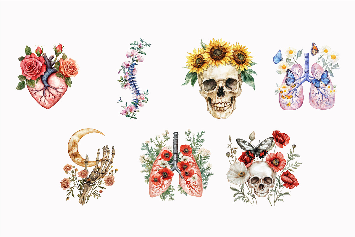 Watercolor Floral Anatomy Clipart, a Seasonal Illustration by Design Market (Photo 5 of 5)