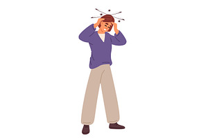 Woman holding head with her hands, a Healthcare Illustration by Vectorbuum