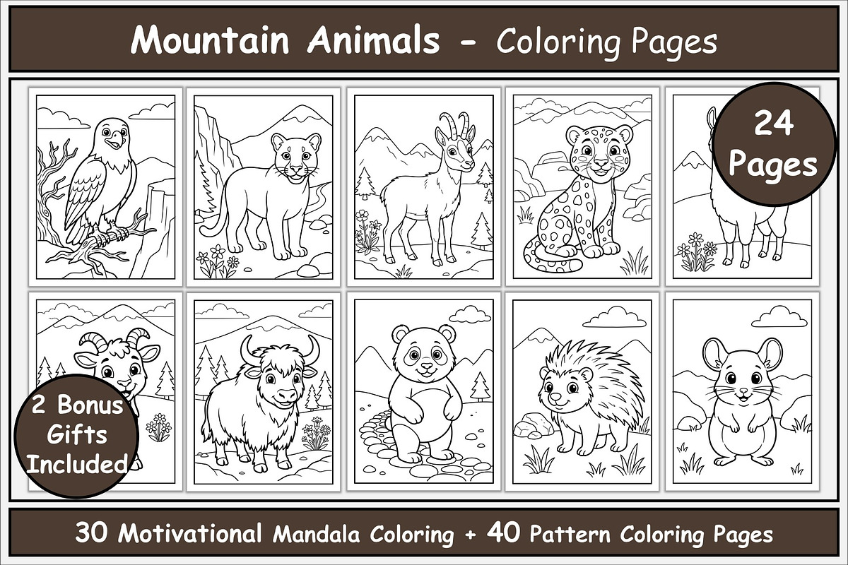 Mountain Animals Coloring Pages, an Animal Illustration by Lamia Emad (Photo 1 of 5)