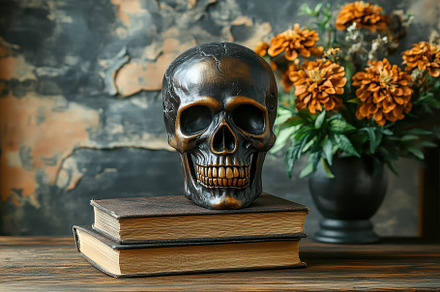 Human artificial skull placed on vin, a Photo by Iftikhar Alam