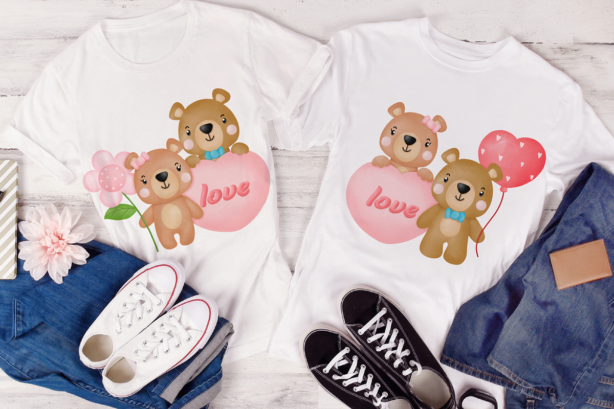 Watercolor Teddy Bear Valentine's, an Animal Illustration by Noey smiley (Photo 7 of 7)