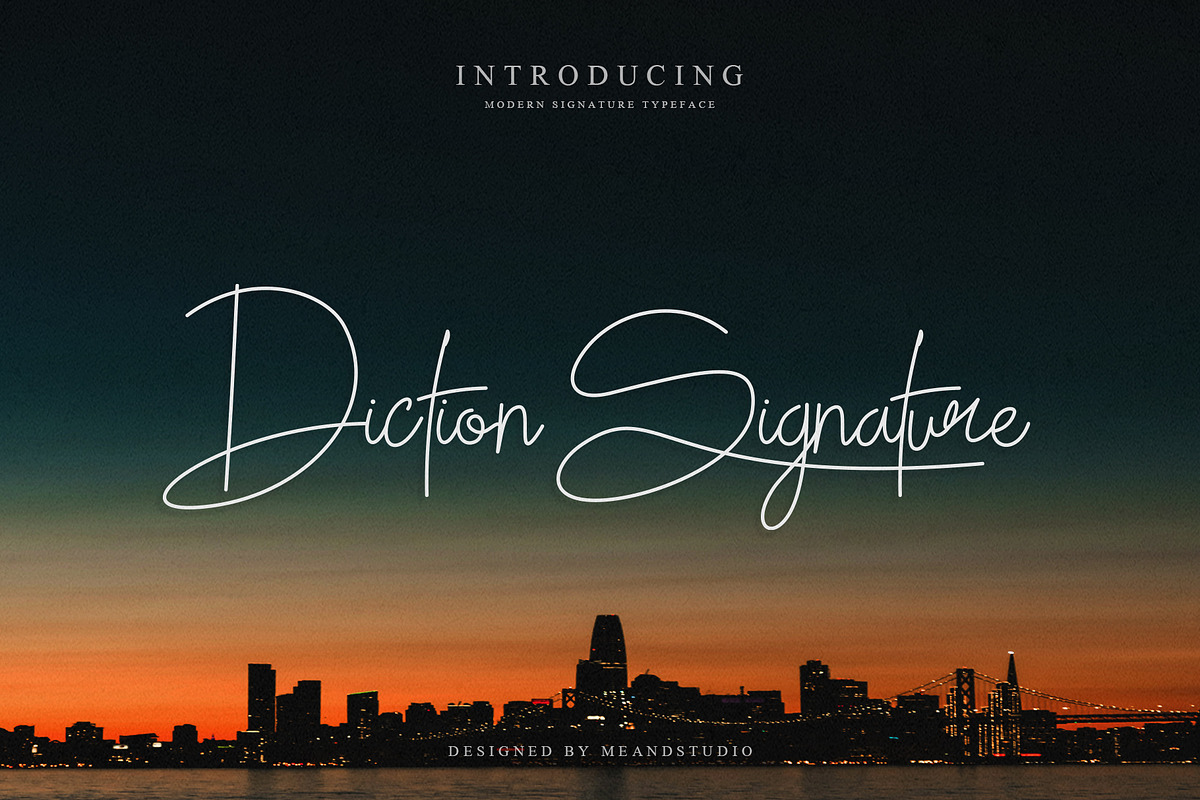 Diction Signature – Handwritten Font, a Handwritten Font by MEANDSTUDIO (Photo 1 of 10)