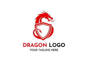 Dragon Powerful Emblem Logo Design