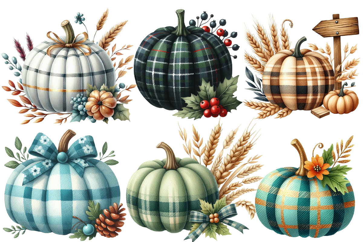 Autumn Plaid Pumpkin Sublimation, an Illustration by Designworld (Photo 4 of 7)