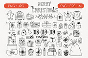 Christmas Doodles Vector Graphics, a Seasonal Illustration by Anntre (Thumbnail 2 of 3)