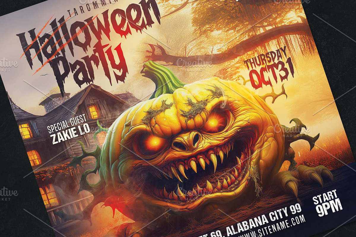 2 Halloween Flyer Template, a Flyer Template by Tarommir (Photo 7 of 7)
