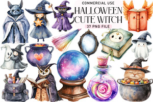 Cute Witch Clipart, an Illustration by Daily.Designs