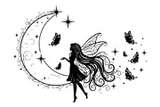Fairy Moon Butterfly Silhouette, an Object Illustration by Gaye Art (Thumbnail 7 of 31)
