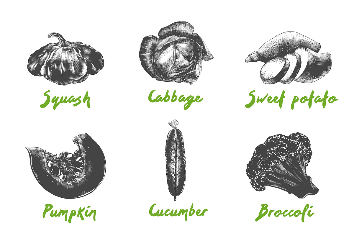 Set of 42 healthy food objects, a Decorative Illustration by Akimo Mia (Photo 4 of 9)