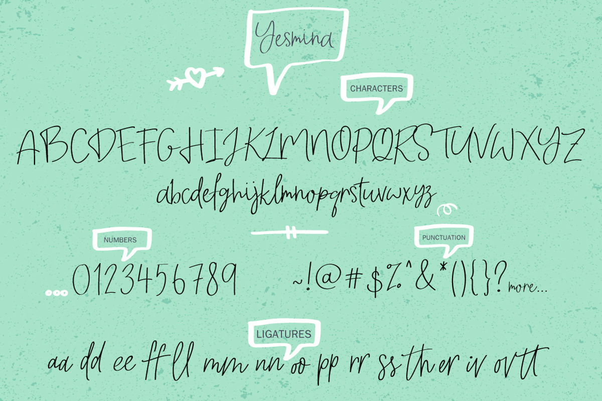 Yesmina | Font & Logos + Doodle preview 8