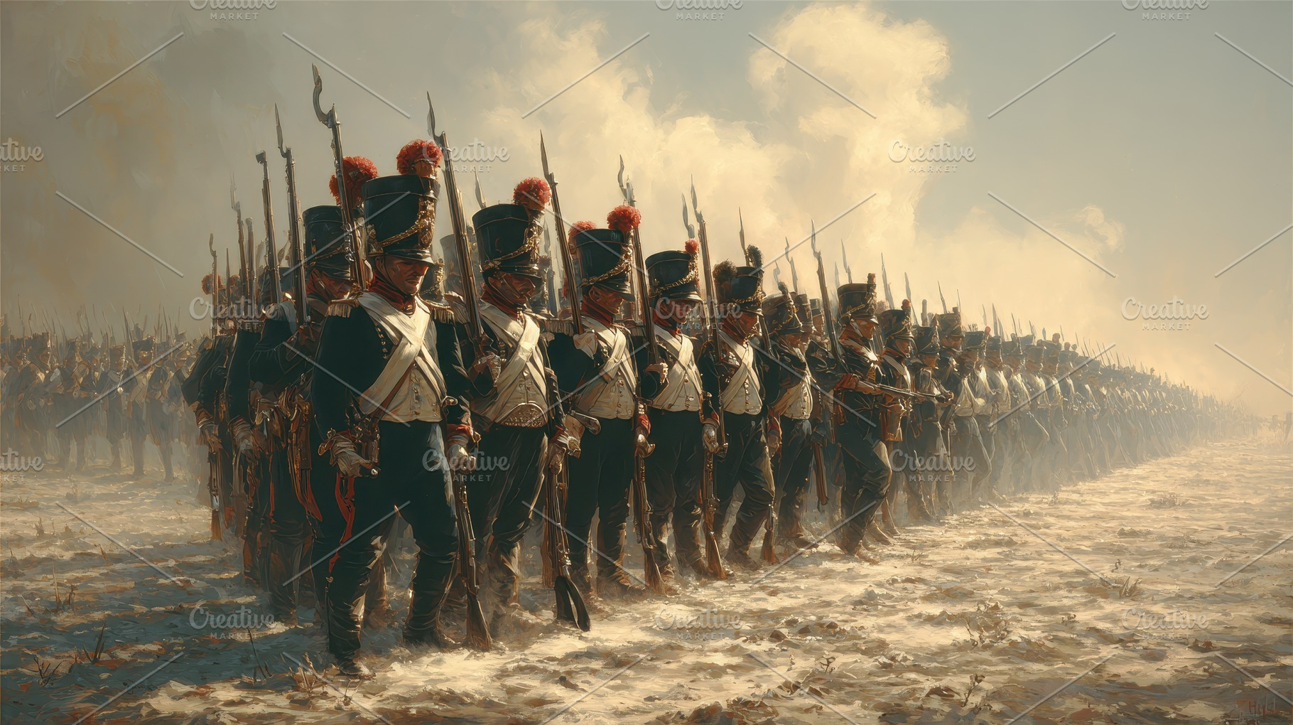 Napoleonic Wars Soldiers Marching Ar, a Photo by Pixeness Studio