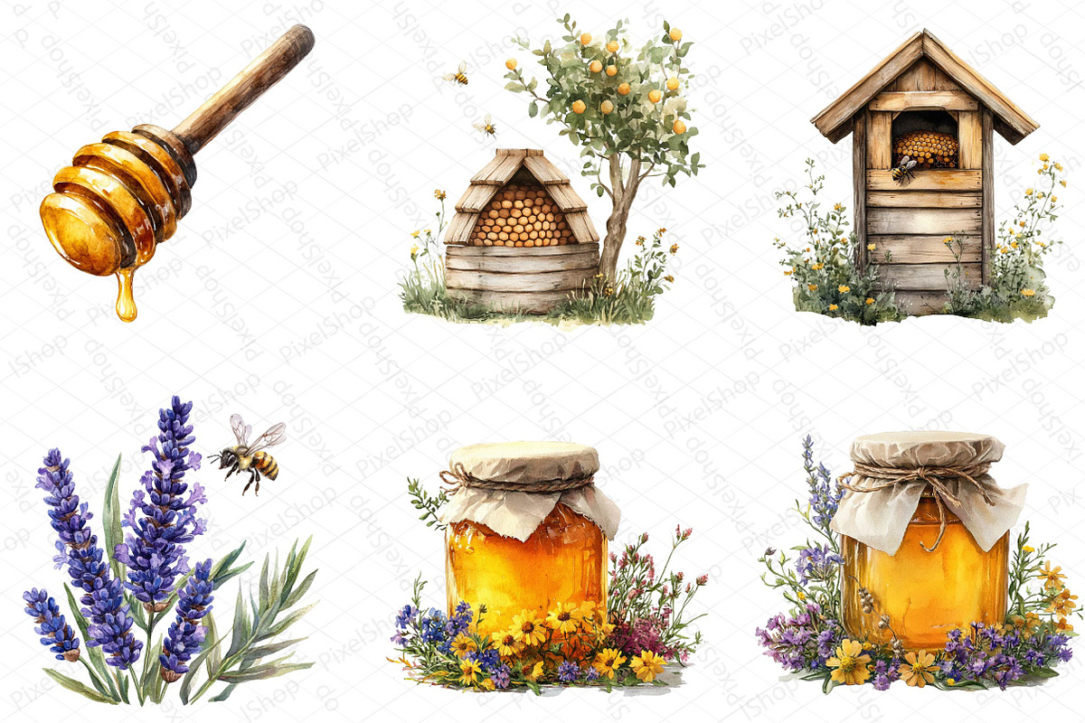 Summer Honey Garden Clipart, an Illustration by DreamPrint404 (Photo 2 of 7)