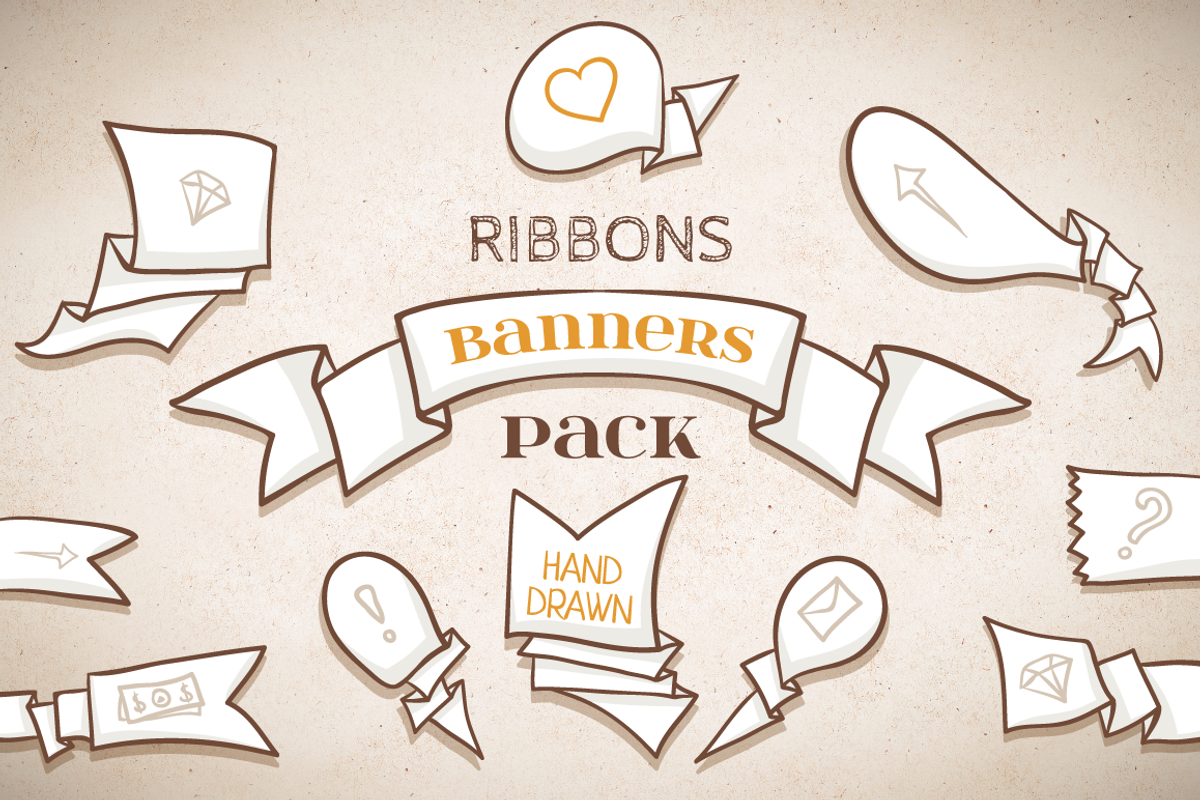 Set of ribbons banners