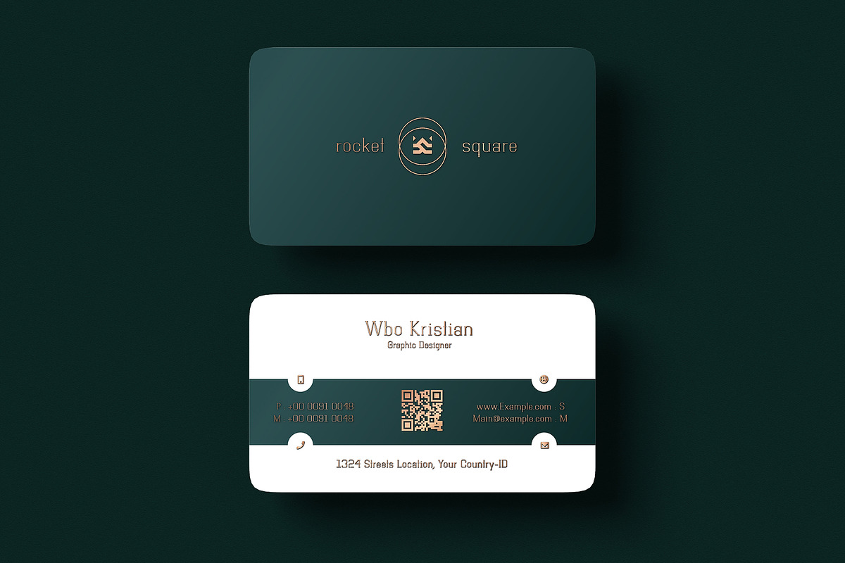 Unique Green Business Card Template, a Business Card Template by Ctrl space studio (Photo 6 of 6)