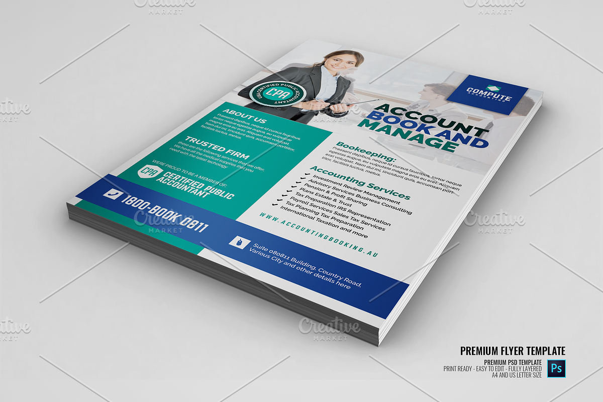 Accounting and Bookkeeping Services, a Flyer Template by PSDPixel