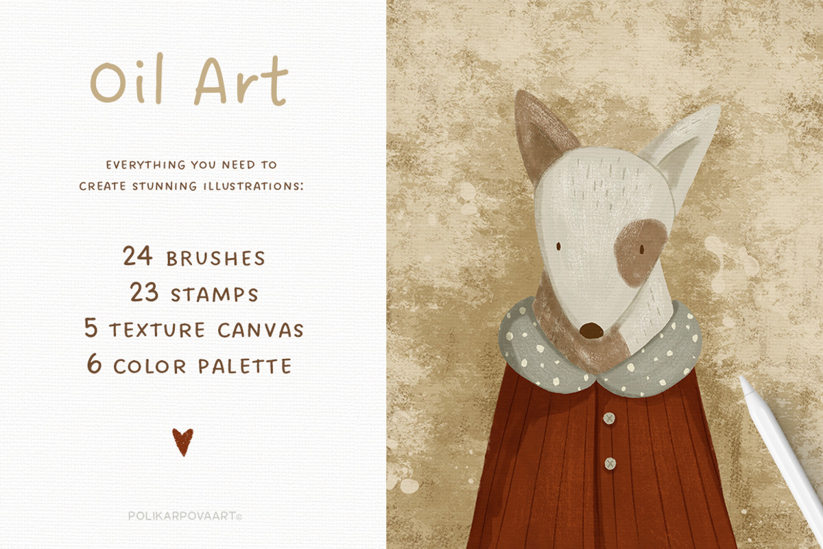 Oil Art - brushes & canvas Procreate, a Brush Add-On by polikarpovaart (Photo 2 of 16)