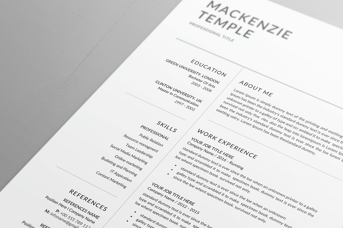 Resume Template | CV + Cover Letter, a Resume Template by Creatune (Photo 3 of 3)