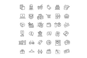 Market Shopping mall icons, an Object Illustration by Tettygreen