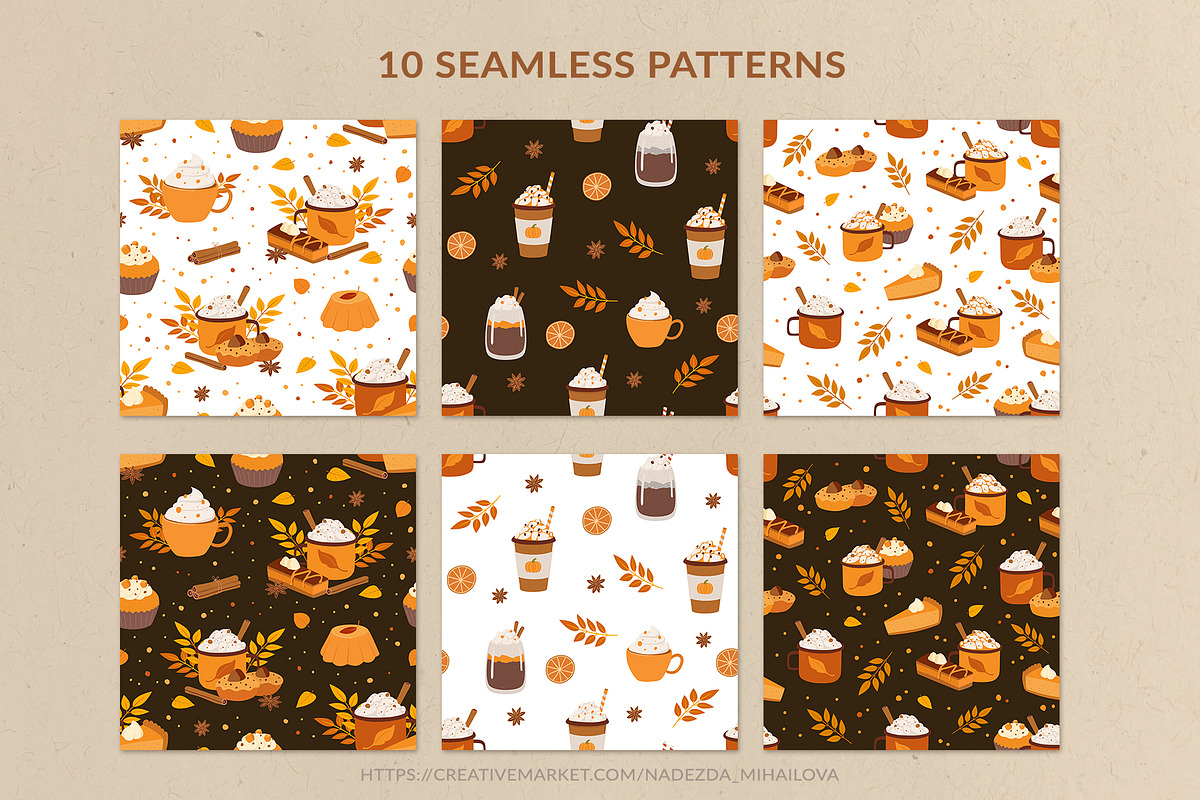 Pumpkin Spice Autumn Clipart, a Seasonal Illustration by Nadezhda Mikhailova (Photo 6 of 10)