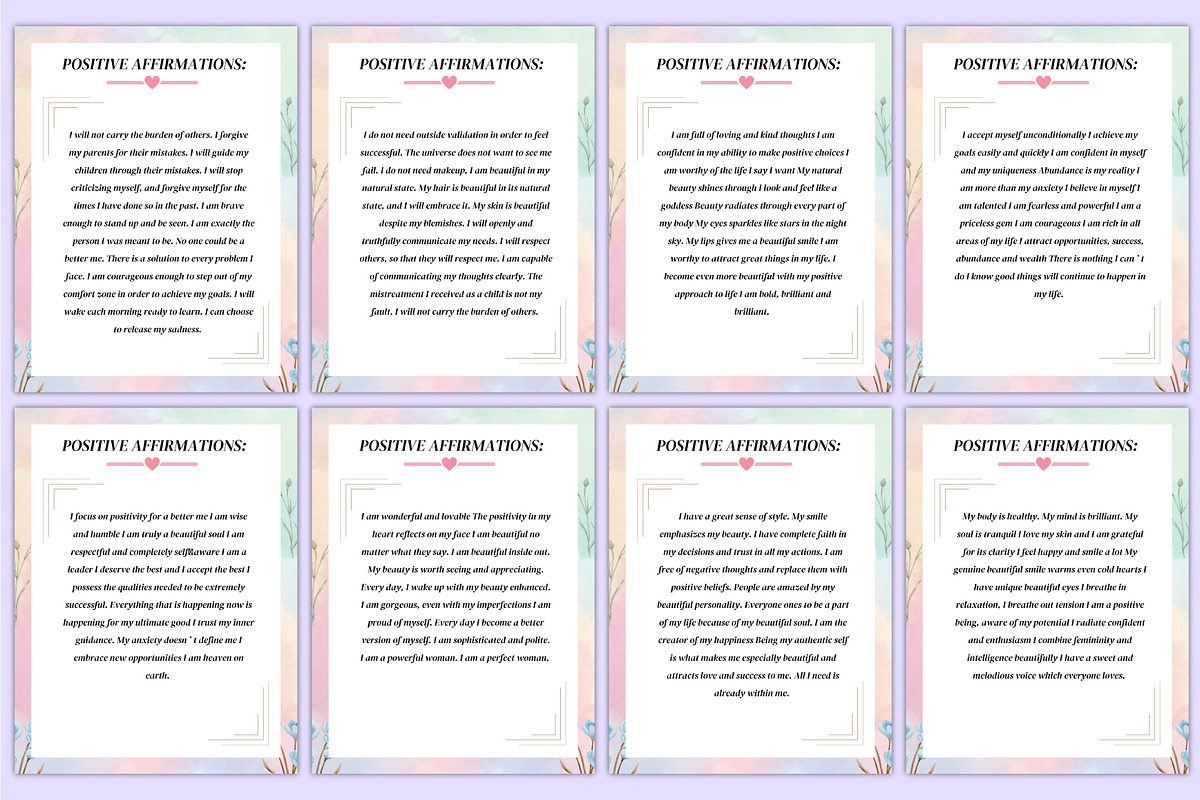 1000 Positive Affirmations For Women, a Stationery Template by Mustafiz (Photo 6 of 8)