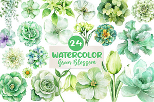 Green Blossom Spring Clipart, an Illustration by CreationArt