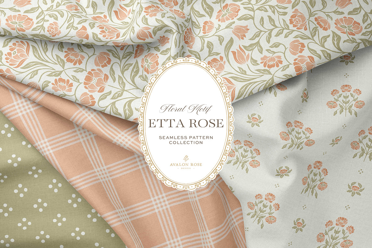 Vintage Peach Floral Print Patterns, a Pattern Graphic by Eclectic Anthology (Photo 1 of 14)