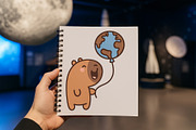 Capybara Space Clipart Set, an Education Illustration by Palau (Thumbnail 5 of 10)